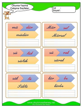 ü sesi Çalışma Sayfaları